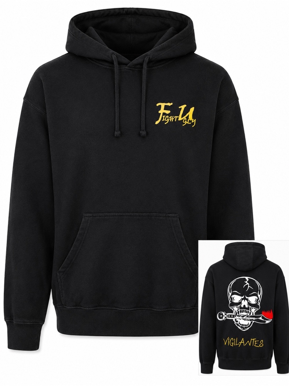 Fight Ugly Vigilantes VFA-151 Skull Graphic Hoodie Black Medium M